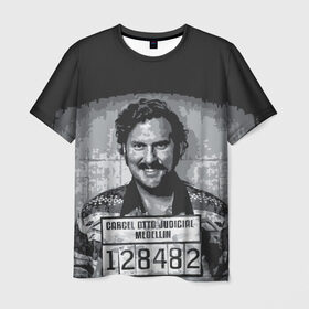 Мужская футболка 3D с принтом Pablo Escobar в Новосибирске, 100% полиэфир | прямой крой, круглый вырез горловины, длина до линии бедер | пабло | эскобар