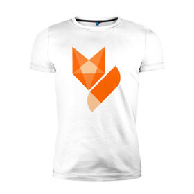 Мужская футболка премиум с принтом Лиса минимализм в Новосибирске, 92% хлопок, 8% лайкра | приталенный силуэт, круглый вырез ворота, длина до линии бедра, короткий рукав | fox