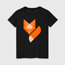 Женская футболка хлопок с принтом Лиса минимализм в Новосибирске, 100% хлопок | прямой крой, круглый вырез горловины, длина до линии бедер, слегка спущенное плечо | fox