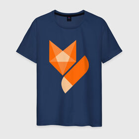 Мужская футболка хлопок с принтом Лиса минимализм в Новосибирске, 100% хлопок | прямой крой, круглый вырез горловины, длина до линии бедер, слегка спущенное плечо. | Тематика изображения на принте: fox