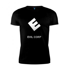 Мужская футболка премиум с принтом Evil corporation в Новосибирске, 92% хлопок, 8% лайкра | приталенный силуэт, круглый вырез ворота, длина до линии бедра, короткий рукав | mister | mr | robot | зла | корпорация | мистер | робот