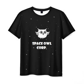Мужская футболка 3D с принтом Космическая сова в Новосибирске, 100% полиэфир | прямой крой, круглый вырез горловины, длина до линии бедер | Тематика изображения на принте: астрономия звезды космос сова