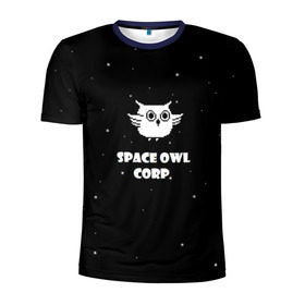Мужская футболка 3D спортивная с принтом Космическая сова в Новосибирске, 100% полиэстер с улучшенными характеристиками | приталенный силуэт, круглая горловина, широкие плечи, сужается к линии бедра | Тематика изображения на принте: астрономия звезды космос сова