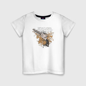 Детская футболка хлопок с принтом Револьвер с узорами в Новосибирске, 100% хлопок | круглый вырез горловины, полуприлегающий силуэт, длина до линии бедер | абстракция | пистолет | револьвер | револьвер с узорами