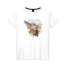Женская футболка хлопок с принтом Револьвер с узорами в Новосибирске, 100% хлопок | прямой крой, круглый вырез горловины, длина до линии бедер, слегка спущенное плечо | абстракция | пистолет | револьвер | револьвер с узорами
