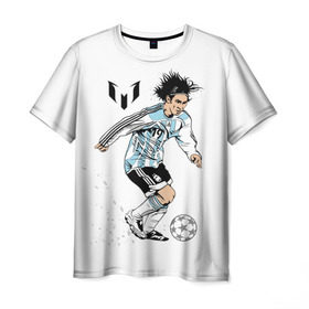 Мужская футболка 3D с принтом Messi в Новосибирске, 100% полиэфир | прямой крой, круглый вырез горловины, длина до линии бедер | Тематика изображения на принте: barselona | messi | аргентина | барселона | испания | месси | мяч | футбол