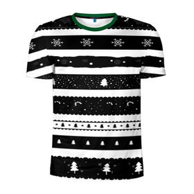 Мужская футболка 3D спортивная с принтом Рождество в Новосибирске, 100% полиэстер с улучшенными характеристиками | приталенный силуэт, круглая горловина, широкие плечи, сужается к линии бедра | Тематика изображения на принте: вязаный | рождество | свитер | текстура