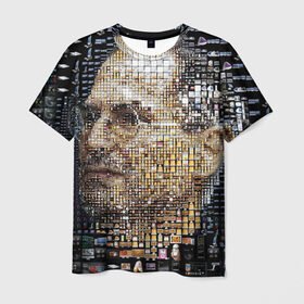 Мужская футболка 3D с принтом Стив Джобс в Новосибирске, 100% полиэфир | прямой крой, круглый вырез горловины, длина до линии бедер | steve jobs
