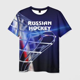Мужская футболка 3D с принтом Русский хоккей в Новосибирске, 100% полиэфир | прямой крой, круглый вырез горловины, длина до линии бедер | hockey | red machine | красная машина | кхл | русский | сборная россии | хоккей | шайба