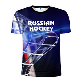 Мужская футболка 3D спортивная с принтом Русский хоккей в Новосибирске, 100% полиэстер с улучшенными характеристиками | приталенный силуэт, круглая горловина, широкие плечи, сужается к линии бедра | Тематика изображения на принте: hockey | red machine | красная машина | кхл | русский | сборная россии | хоккей | шайба