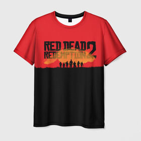 Мужская футболка 3D с принтом Red Dead Redemption 2 в Новосибирске, 100% полиэфир | прямой крой, круглый вырез горловины, длина до линии бедер | rdr | rdr2 | red dead redemption 2 | rockstar | дикий запад | ковбои