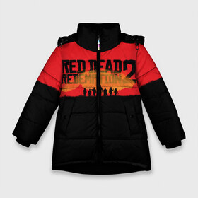 Зимняя куртка для девочек 3D с принтом Red Dead Redemption 2 в Новосибирске, ткань верха — 100% полиэстер; подклад — 100% полиэстер, утеплитель — 100% полиэстер. | длина ниже бедра, удлиненная спинка, воротник стойка и отстегивающийся капюшон. Есть боковые карманы с листочкой на кнопках, утяжки по низу изделия и внутренний карман на молнии. 

Предусмотрены светоотражающий принт на спинке, радужный светоотражающий элемент на пуллере молнии и на резинке для утяжки. | rdr | rdr2 | red dead redemption 2 | rockstar | дикий запад | ковбои