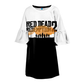 Детское платье 3D с принтом Red Dead Redemption 2 в Новосибирске, 100% полиэстер | прямой силуэт, чуть расширенный к низу. Круглая горловина, на рукавах — воланы | rdr | rdr2 | red dead redemption 2 | rockstar | дикий запад | ковбои