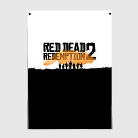 Постер с принтом Red Dead Redemption 2 в Новосибирске, 100% бумага
 | бумага, плотность 150 мг. Матовая, но за счет высокого коэффициента гладкости имеет небольшой блеск и дает на свету блики, но в отличии от глянцевой бумаги не покрыта лаком | rdr | rdr2 | red dead redemption 2 | rockstar | дикий запад | ковбои