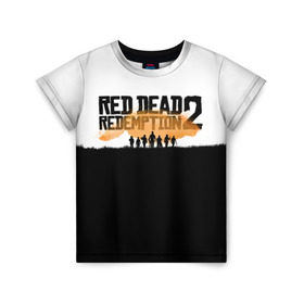 Детская футболка 3D с принтом Red Dead Redemption 2 в Новосибирске, 100% гипоаллергенный полиэфир | прямой крой, круглый вырез горловины, длина до линии бедер, чуть спущенное плечо, ткань немного тянется | rdr | rdr2 | red dead redemption 2 | rockstar | дикий запад | ковбои