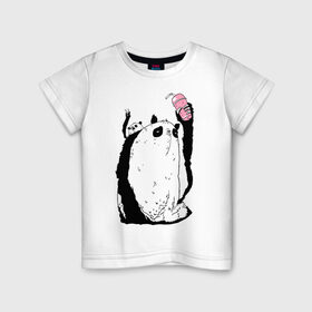Детская футболка хлопок с принтом panda в Новосибирске, 100% хлопок | круглый вырез горловины, полуприлегающий силуэт, длина до линии бедер | dd | drop dead | dropdead | milk | milkshake | panda | tmblr | tumbler