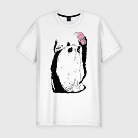 Мужская футболка премиум с принтом panda в Новосибирске, 92% хлопок, 8% лайкра | приталенный силуэт, круглый вырез ворота, длина до линии бедра, короткий рукав | Тематика изображения на принте: dd | drop dead | dropdead | milk | milkshake | panda | tmblr | tumbler