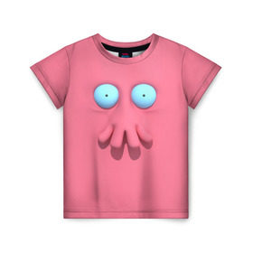 Детская футболка 3D с принтом Доктор Зойдберг в Новосибирске, 100% гипоаллергенный полиэфир | прямой крой, круглый вырез горловины, длина до линии бедер, чуть спущенное плечо, ткань немного тянется | Тематика изображения на принте: будущее | врач | краб | лицо | розовый | фантастика | футурама | щупальца