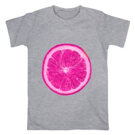 Мужская футболка хлопок с принтом Розовый лимон в Новосибирске, 100% хлопок | прямой крой, круглый вырез горловины, длина до линии бедер, слегка спущенное плечо. | еда | кислый | лимон | розовый цвет | фрукт