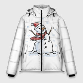 Мужская зимняя куртка 3D с принтом Снеговик в Новосибирске, верх — 100% полиэстер; подкладка — 100% полиэстер; утеплитель — 100% полиэстер | длина ниже бедра, свободный силуэт Оверсайз. Есть воротник-стойка, отстегивающийся капюшон и ветрозащитная планка. 

Боковые карманы с листочкой на кнопках и внутренний карман на молнии. | happy new year | new year | santa claus | дед мороз | дедушка мороз | новый год | санта клаус | снеговик