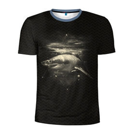 Мужская футболка 3D спортивная с принтом Cosmic Shark в Новосибирске, 100% полиэстер с улучшенными характеристиками | приталенный силуэт, круглая горловина, широкие плечи, сужается к линии бедра | Тематика изображения на принте: space | галактика | космос | рыба