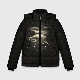Зимняя куртка для мальчиков 3D с принтом Cosmic Shark в Новосибирске, ткань верха — 100% полиэстер; подклад — 100% полиэстер, утеплитель — 100% полиэстер | длина ниже бедра, удлиненная спинка, воротник стойка и отстегивающийся капюшон. Есть боковые карманы с листочкой на кнопках, утяжки по низу изделия и внутренний карман на молнии. 

Предусмотрены светоотражающий принт на спинке, радужный светоотражающий элемент на пуллере молнии и на резинке для утяжки | Тематика изображения на принте: space | галактика | космос | рыба