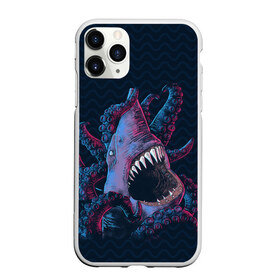 Чехол для iPhone 11 Pro Max матовый с принтом Underwater Fight в Новосибирске, Силикон |  | акула | осьминог