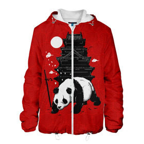 Мужская куртка 3D с принтом Panda Warrior в Новосибирске, ткань верха — 100% полиэстер, подклад — флис | прямой крой, подол и капюшон оформлены резинкой с фиксаторами, два кармана без застежек по бокам, один большой потайной карман на груди. Карман на груди застегивается на липучку | Тематика изображения на принте: japan | panda | панда