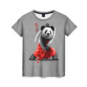 Женская футболка 3D с принтом Master Panda в Новосибирске, 100% полиэфир ( синтетическое хлопкоподобное полотно) | прямой крой, круглый вырез горловины, длина до линии бедер | ninja | panda | ниндзя | панда