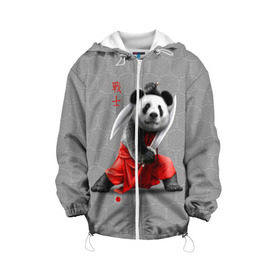Детская куртка 3D с принтом Master Panda в Новосибирске, 100% полиэстер | застежка — молния, подол и капюшон оформлены резинкой с фиксаторами, по бокам — два кармана без застежек, один потайной карман на груди, плотность верхнего слоя — 90 г/м2; плотность флисового подклада — 260 г/м2 | Тематика изображения на принте: ninja | panda | ниндзя | панда