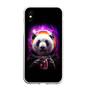 Чехол для iPhone XS Max матовый с принтом Panda Cosmonaut в Новосибирске, Силикон | Область печати: задняя сторона чехла, без боковых панелей | Тематика изображения на принте: bear | galaxy | panda | space | star | астронавт | галактика | звезда | космонавт | космос | медведь | панда