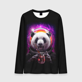 Мужской лонгслив 3D с принтом Panda Cosmonaut в Новосибирске, 100% полиэстер | длинные рукава, круглый вырез горловины, полуприлегающий силуэт | bear | galaxy | panda | space | star | астронавт | галактика | звезда | космонавт | космос | медведь | панда