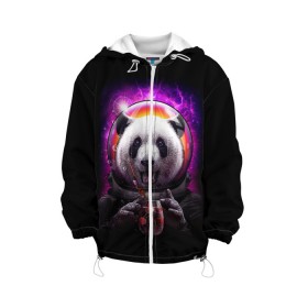 Детская куртка 3D с принтом Panda Cosmonaut в Новосибирске, 100% полиэстер | застежка — молния, подол и капюшон оформлены резинкой с фиксаторами, по бокам — два кармана без застежек, один потайной карман на груди, плотность верхнего слоя — 90 г/м2; плотность флисового подклада — 260 г/м2 | Тематика изображения на принте: bear | galaxy | panda | space | star | астронавт | галактика | звезда | космонавт | космос | медведь | панда