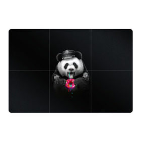 Магнитный плакат 3Х2 с принтом Donut Panda в Новосибирске, Полимерный материал с магнитным слоем | 6 деталей размером 9*9 см | bear | donut | panda | police | коп | медведь | панда | пончик