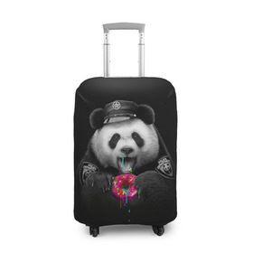 Чехол для чемодана 3D с принтом Donut Panda в Новосибирске, 86% полиэфир, 14% спандекс | двустороннее нанесение принта, прорези для ручек и колес | bear | donut | panda | police | коп | медведь | панда | пончик