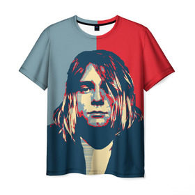 Мужская футболка 3D с принтом Kurt Cobain в Новосибирске, 100% полиэфир | прямой крой, круглый вырез горловины, длина до линии бедер | curt | hope | kobain | nirvana | кобейн | курт | нирвана