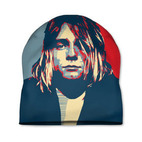Шапка 3D с принтом Kurt Cobain в Новосибирске, 100% полиэстер | универсальный размер, печать по всей поверхности изделия | Тематика изображения на принте: curt | hope | kobain | nirvana | кобейн | курт | нирвана