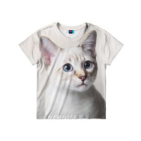 Детская футболка 3D с принтом Кошечка в Новосибирске, 100% гипоаллергенный полиэфир | прямой крой, круглый вырез горловины, длина до линии бедер, чуть спущенное плечо, ткань немного тянется | кот | котики | котята | кошка | рыженький | рыжий | серенький | черненький