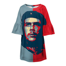 Детское платье 3D с принтом Che Guevara в Новосибирске, 100% полиэстер | прямой силуэт, чуть расширенный к низу. Круглая горловина, на рукавах — воланы | Тематика изображения на принте: че гевара
