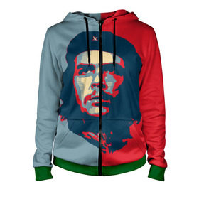 Женская толстовка 3D на молнии с принтом Che Guevara в Новосибирске, 100% полиэстер | длина до линии бедра, манжеты и пояс оформлены мягкой тканевой резинкой, двухслойный капюшон со шнурком для регулировки, спереди молния, по бокам два кармана | Тематика изображения на принте: че гевара