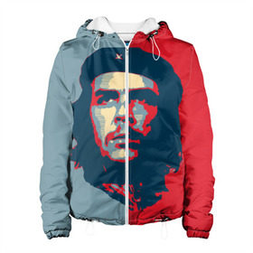 Женская куртка 3D с принтом Che Guevara в Новосибирске, ткань верха — 100% полиэстер, подклад — флис | прямой крой, подол и капюшон оформлены резинкой с фиксаторами, два кармана без застежек по бокам, один большой потайной карман на груди. Карман на груди застегивается на липучку | че гевара
