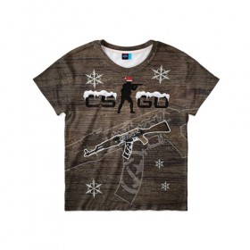 Детская футболка 3D с принтом Новогодний cs:go пустынный повстанец в Новосибирске, 100% гипоаллергенный полиэфир | прямой крой, круглый вырез горловины, длина до линии бедер, чуть спущенное плечо, ткань немного тянется | counter | csgo | strike | кейс | кс го | ксго | повстанец | пустынный | скин