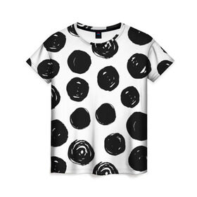 Женская футболка 3D с принтом Бусины! в Новосибирске, 100% полиэфир ( синтетическое хлопкоподобное полотно) | прямой крой, круглый вырез горловины, длина до линии бедер | арт | белый | бусина | круг | фигура | черный