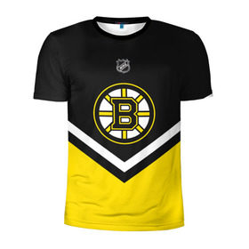 Мужская футболка 3D спортивная с принтом Boston Bruins в Новосибирске, 100% полиэстер с улучшенными характеристиками | приталенный силуэт, круглая горловина, широкие плечи, сужается к линии бедра | Тематика изображения на принте: america | canada | hockey | nhl | usa | америка | бостон | брюинз | канада | лед | нхл | сша | хоккей