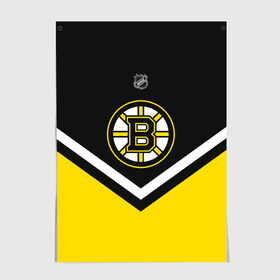 Постер с принтом Boston Bruins в Новосибирске, 100% бумага
 | бумага, плотность 150 мг. Матовая, но за счет высокого коэффициента гладкости имеет небольшой блеск и дает на свету блики, но в отличии от глянцевой бумаги не покрыта лаком | america | canada | hockey | nhl | usa | америка | бостон | брюинз | канада | лед | нхл | сша | хоккей