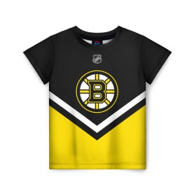 Детская футболка 3D с принтом Boston Bruins в Новосибирске, 100% гипоаллергенный полиэфир | прямой крой, круглый вырез горловины, длина до линии бедер, чуть спущенное плечо, ткань немного тянется | america | canada | hockey | nhl | usa | америка | бостон | брюинз | канада | лед | нхл | сша | хоккей