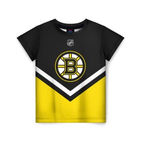 Детская футболка 3D с принтом Boston Bruins в Новосибирске, 100% гипоаллергенный полиэфир | прямой крой, круглый вырез горловины, длина до линии бедер, чуть спущенное плечо, ткань немного тянется | Тематика изображения на принте: america | canada | hockey | nhl | usa | америка | бостон | брюинз | канада | лед | нхл | сша | хоккей