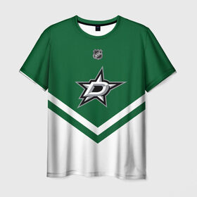 Мужская футболка 3D с принтом Dallas Stars в Новосибирске, 100% полиэфир | прямой крой, круглый вырез горловины, длина до линии бедер | Тематика изображения на принте: america | canada | hockey | nhl | usa | америка | даллас | канада | лед | нхл | старз | сша | хоккей