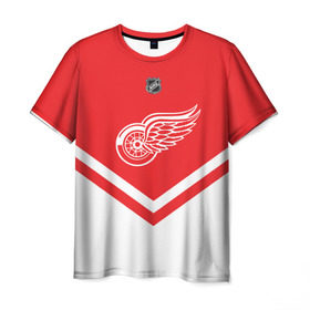 Мужская футболка 3D с принтом Detroit Red Wings в Новосибирске, 100% полиэфир | прямой крой, круглый вырез горловины, длина до линии бедер | america | canada | hockey | nhl | usa | америка | детройт | канада | лед | нхл | ред | сша | уингз | хоккей