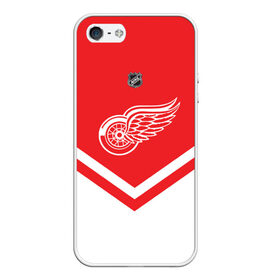 Чехол для iPhone 5/5S матовый с принтом Detroit Red Wings в Новосибирске, Силикон | Область печати: задняя сторона чехла, без боковых панелей | america | canada | hockey | nhl | usa | америка | детройт | канада | лед | нхл | ред | сша | уингз | хоккей